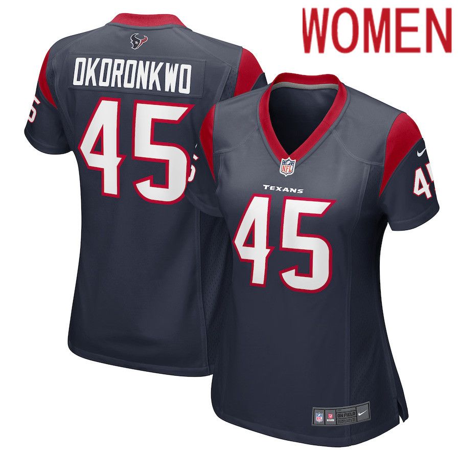 Women Houston Texans #45 Ogbonnia Okoronkwo Nike Navy Game Player NFL Jersey